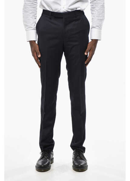 Pantaloni eleganti CORNELIANI Virgin Wool Pants With Hidden Closure Blue Barbati (BM 19433120) 1