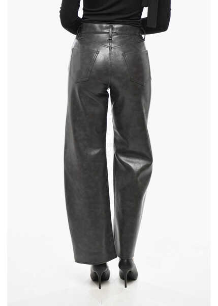 Pantaloni casual AGOLDE 5-Pocket Recycled Leather Pants Black Femei (BM 19433129) 2
