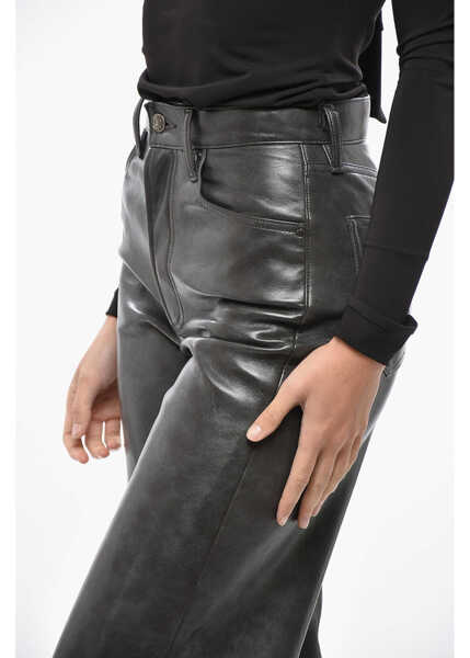 Pantaloni casual AGOLDE 5-Pocket Recycled Leather Pants Black Femei (BM 19433129) 3