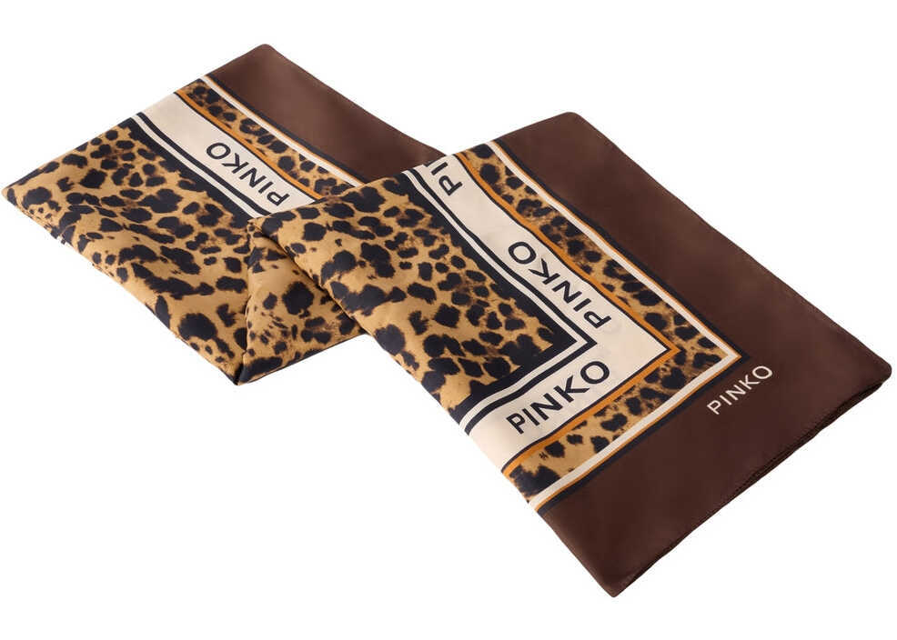 Esarfe Pinko Foulard with animal print Brown Femei (BM 19433144) 3