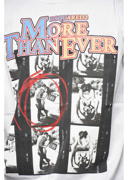 Tricouri DSQUARED2 Printed More Than Ever Crew-Neck T-Shirt White Barbati (BM 19433162) 3