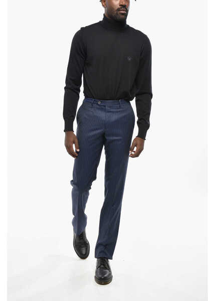 Pantaloni eleganti CORNELIANI Pinstriped Virgin Wool Leader Pants Blue Barbati (BM 19433165) 3