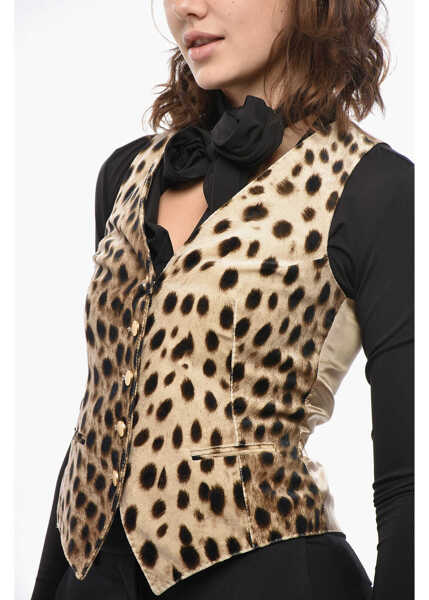 Veste casual Tagliatore Animal Patterned Velour Vest Brown Femei (BM 19433189) 3