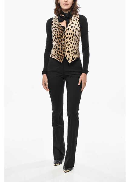 Veste casual Tagliatore Animal Patterned Velour Vest Brown Femei (BM 19433189) 4