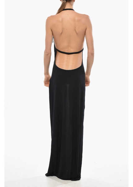 Rochii lungi Saint Laurent Bare Back Designed Knitted Long Dress Black Femei (BM 19433192) 3