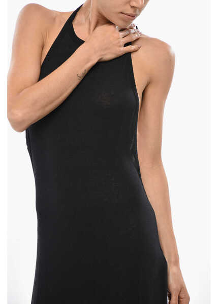 Rochii lungi Saint Laurent Bare Back Designed Knitted Long Dress Black Femei (BM 19433192) 4