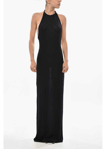 Rochii lungi Saint Laurent Bare Back Designed Knitted Long Dress Black Femei (BM 19433192) 1