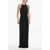 Saint Laurent Bare Back Designed Knitted Long Dress Black