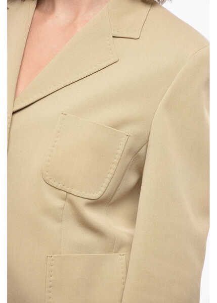 Sacouri Max Mara Studio Slim Fit Cacao Blazer With Patch Pockets Beige Femei (BM 19433204) 3