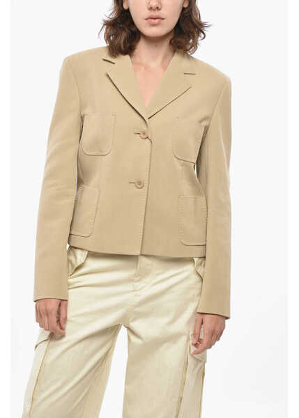 Sacouri Max Mara Studio Slim Fit Cacao Blazer With Patch Pockets Beige Femei (BM 19433204) 1