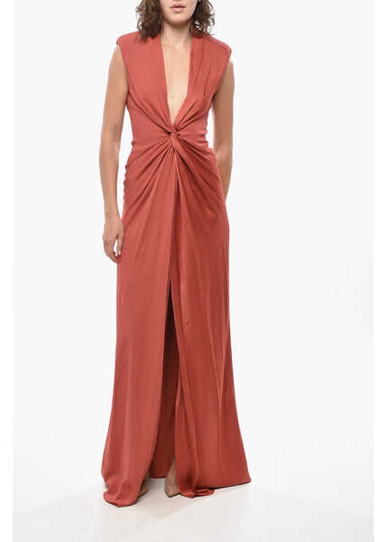 Rochii lungi Max Mara Satin Pilard Dress With Front Knot Red Femei (BM 19433228) 1