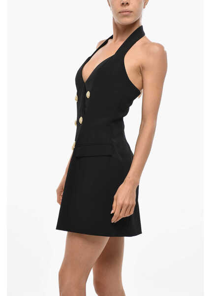Rochii scurte Balmain Halter Neck Dress With Double-Breasted Design Black Femei (BM 19433234) 2