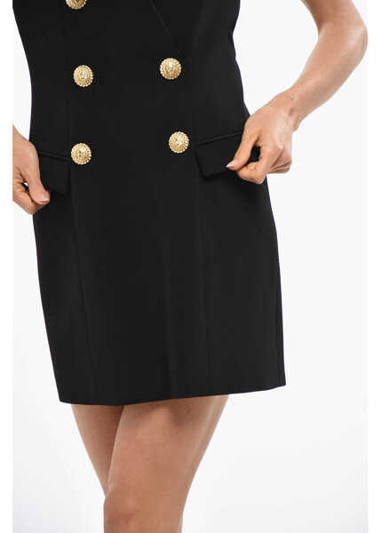 Rochii scurte Balmain Halter Neck Dress With Double-Breasted Design Black Femei (BM 19433234) 4
