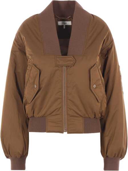Bomber jacket Chloe Nylon Bomber Jacket BROWN Femei (BM 19433279) 1