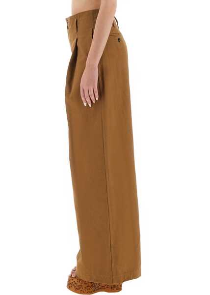 Pantaloni casual Chloe Wide Leg Pants BROWN Femei (BM 19433291) 4