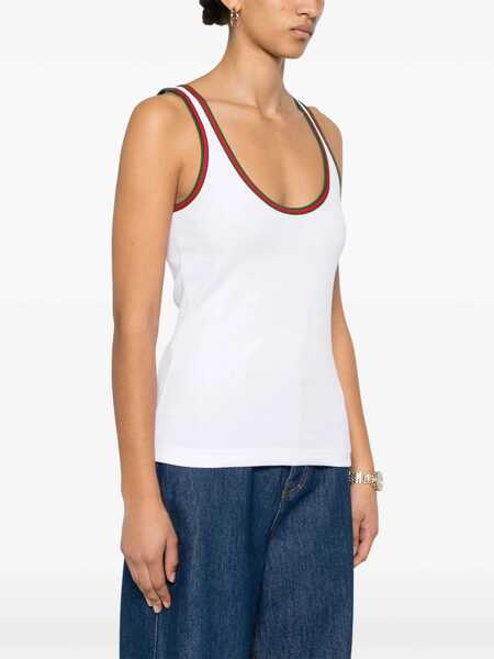 Bluze Gucci Ribbed Cotton Tank Top With Web WHITE Femei (BM 19433510) 3