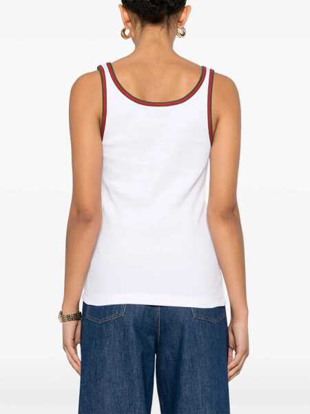 Bluze Gucci Ribbed Cotton Tank Top With Web WHITE Femei (BM 19433510) 4
