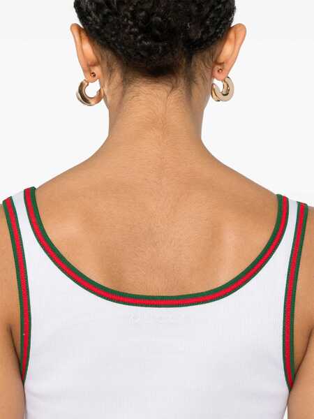 Bluze Gucci Ribbed Cotton Tank Top With Web WHITE Femei (BM 19433510) 5