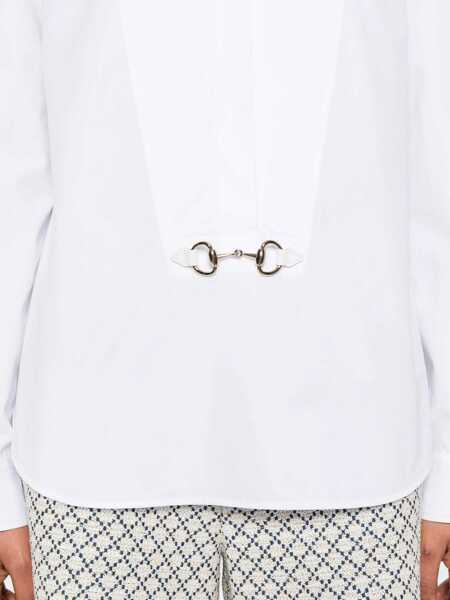 Bluze Gucci Cotton Poplin Shirt With Clamp WHITE Femei (BM 19433567) 5