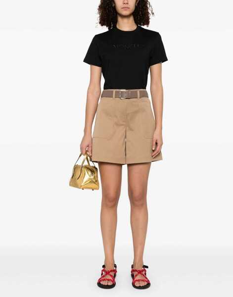 Tricouri Moncler Cotton T-Shirt With Logo BLACK Femei (BM 19433636) 2