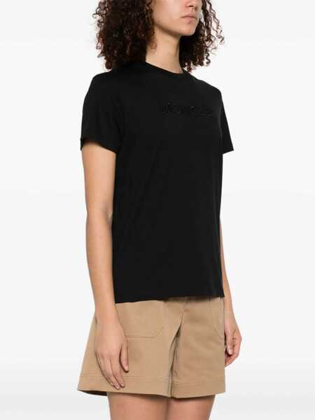 Tricouri Moncler Cotton T-Shirt With Logo BLACK Femei (BM 19433636) 3