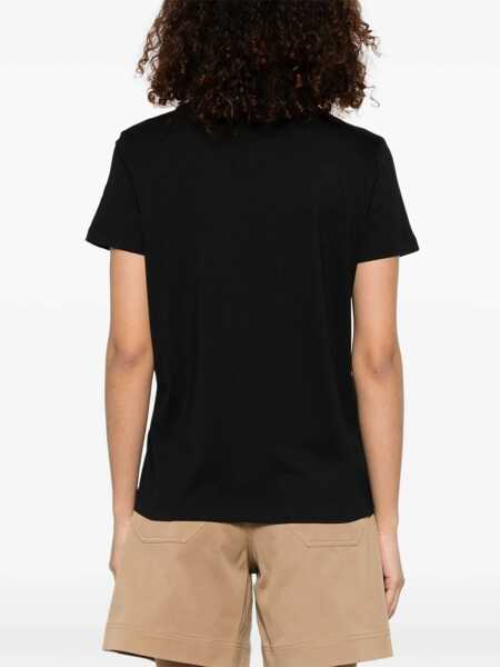 Tricouri Moncler Cotton T-Shirt With Logo BLACK Femei (BM 19433636) 4