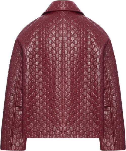 Geci de piele Gucci Oversized Leather Jacket With Embossed Gg BORDEAUX Femei (BM 19433669) 2
