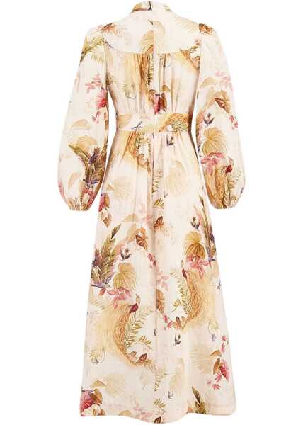 Rochii casual ZIMMERMANN Ascension Plunge Midi Dress BEIGE Femei (BM 19433687) 2