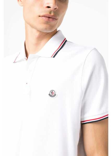 Tricouri Polo Moncler Polo With Logo Patch WHITE Barbati (BM 19433696) 5