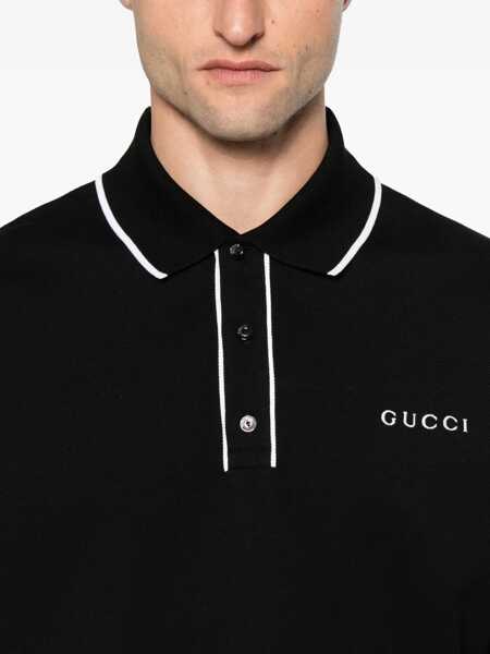 Tricouri Polo Gucci Cotton Pique Polo BLACK Barbati (BM 19433702) 4