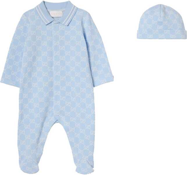 Caciuli Gucci Bodysuit Set With Beanie Hat BLUE Baieti (BM 19433798) 1