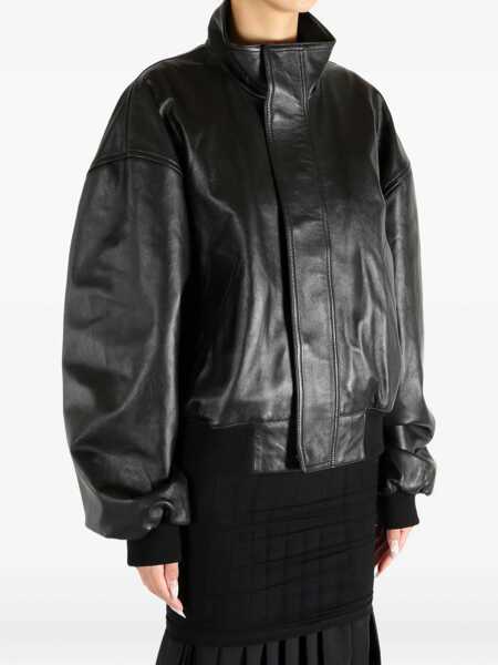 Geci de piele Balenciaga Leather Blouson BLACK Femei (BM 19433870) 4