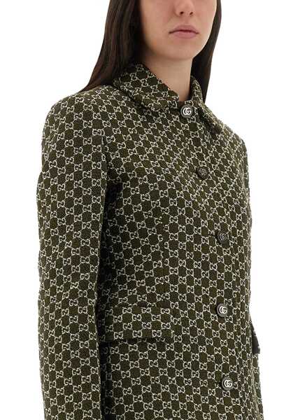 Sacouri office Gucci Gg Boucl Cotton Jacket GREEN Femei (BM 19434377) 4
