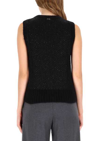 Veste casual Herno Metallic Effect Sequined Vest BLACK Femei (BM 19434464) 3