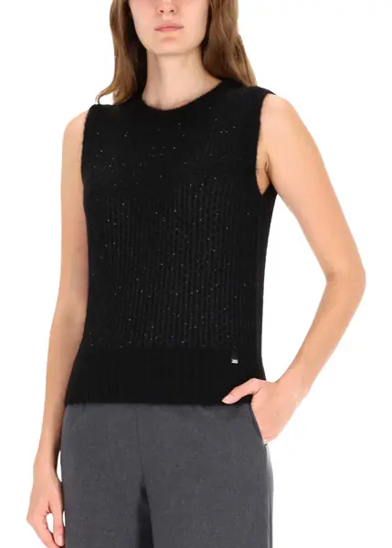 Veste casual Herno Metallic Effect Sequined Vest BLACK Femei (BM 19434464) 4