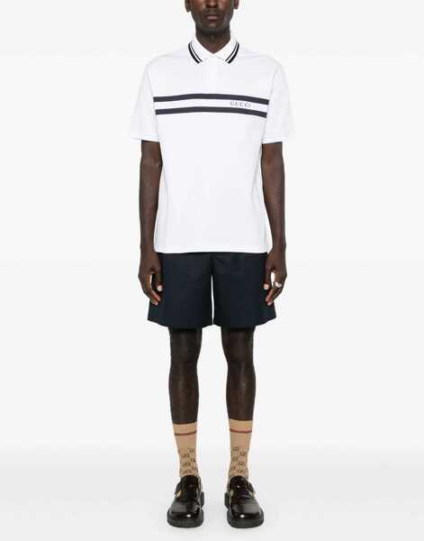 Tricouri Polo Gucci Cotton Pique Polo Shirt WHITE Barbati (BM 19434641) 2