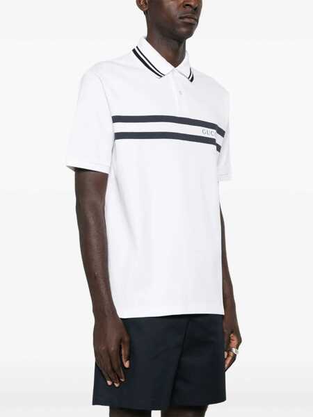 Tricouri Polo Gucci Cotton Pique Polo Shirt WHITE Barbati (BM 19434641) 3
