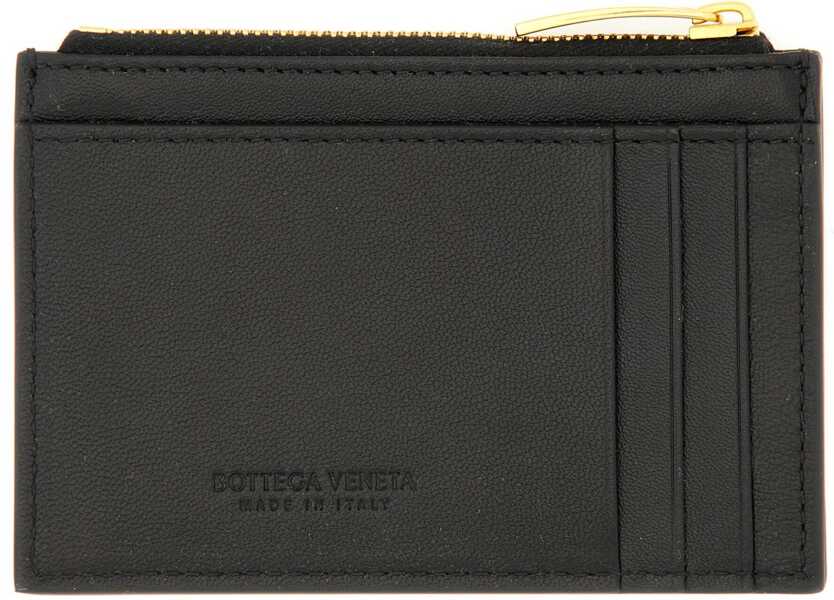 Portofele Bottega Veneta Woven Card Holder With Zipper BLACK Femei (BM 19434689) 2