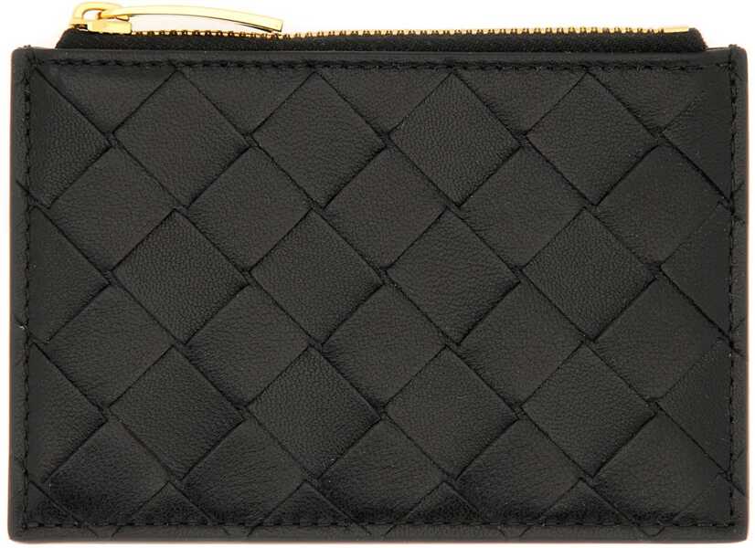 Portofele Bottega Veneta Woven Card Holder With Zipper BLACK Femei (BM 19434689) 1