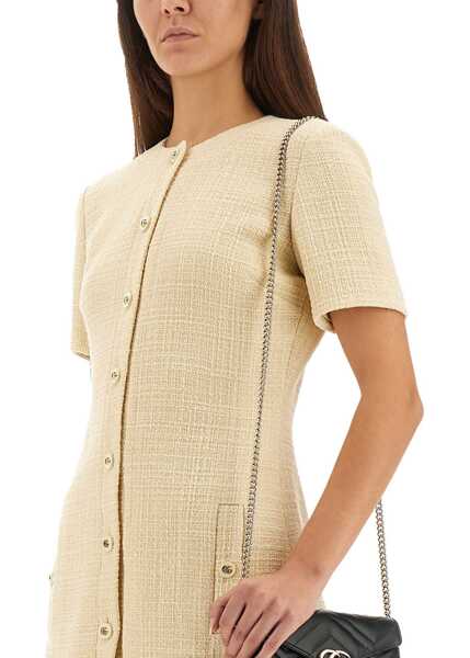 Rochii casual Gucci Textured Wool Tweed Dress BEIGE Femei (BM 19434830) 4