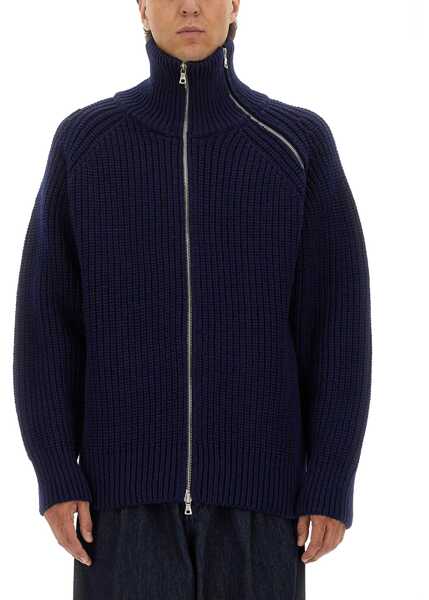 Pulovere Dries Van Noten Zippered Wool Sweater BLUE Barbati (BM 19434845) 1