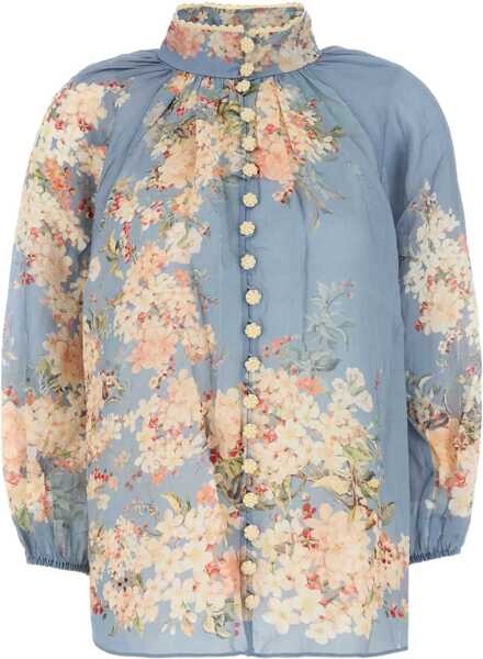 Bluze ZIMMERMANN Blouse With Puff Sleeves Cascadian BABY BLUE Femei (BM 19434917) 1