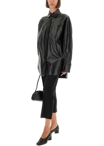 Bluze SPORTMAX Leather Borel Shirt BLACK Femei (BM 19434929) 2