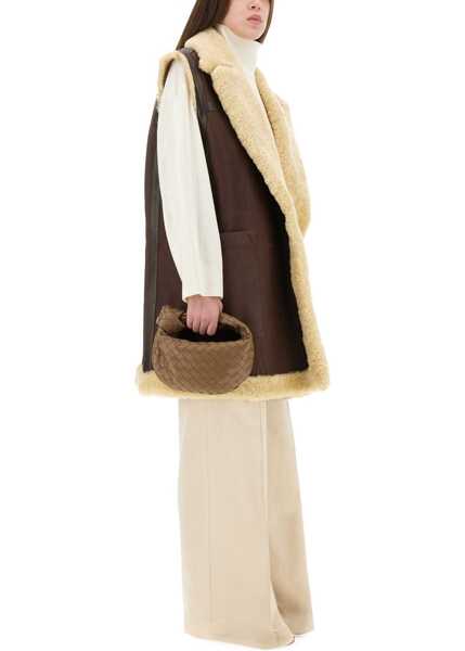 Veste casual Bottega Veneta Leather And Shearling Vest BROWN Femei (BM 19435235) 2