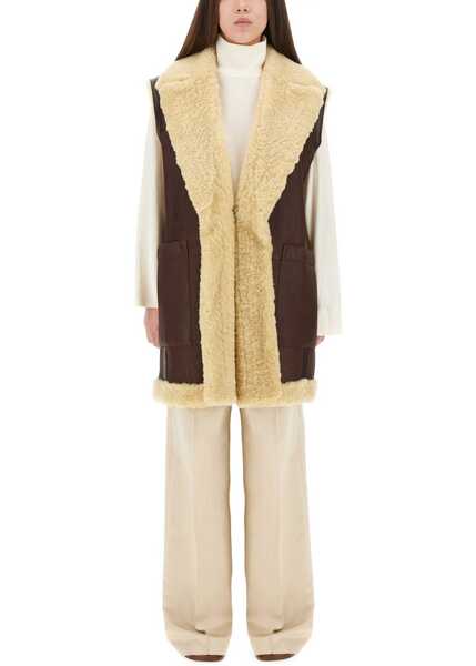 Veste casual Bottega Veneta Leather And Shearling Vest BROWN Femei (BM 19435235) 1