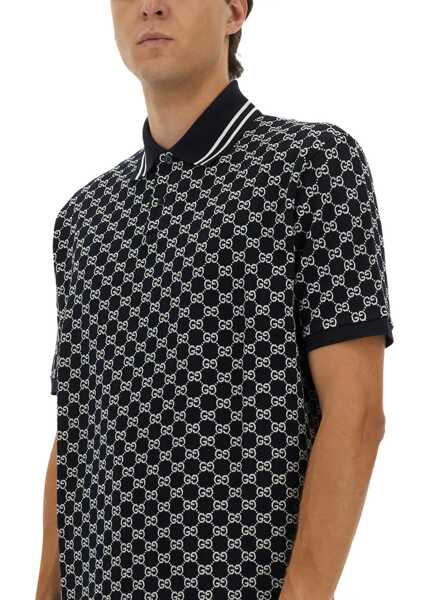 Tricouri Polo Gucci Polo Gg Jacquard BLUE Barbati (BM 19435376) 4