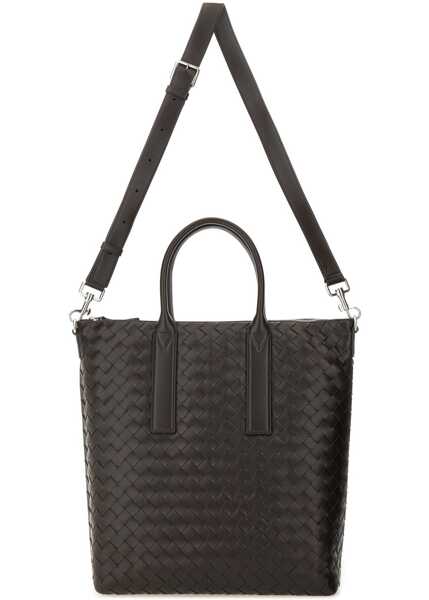 Genti de mana Bottega Veneta North-South Woven Tote Bag BROWN Barbati (BM 19435394) 2
