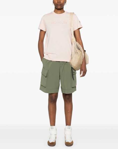 Tricouri Moncler Cotton T-Shirt With Logo PINK Femei (BM 19435589) 2