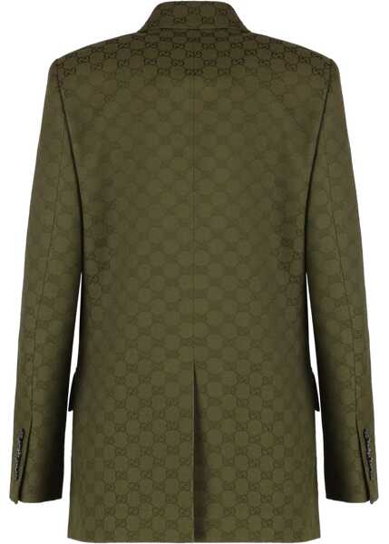 Sacouri Gucci Gg Fabric Double-Breasted Jacket GREEN Femei (BM 19435661) 2
