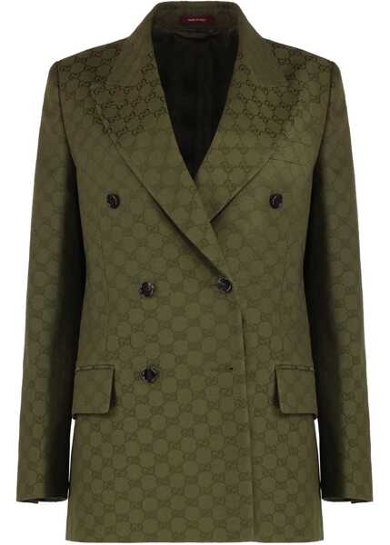Sacouri Gucci Gg Fabric Double-Breasted Jacket GREEN Femei (BM 19435661) 1